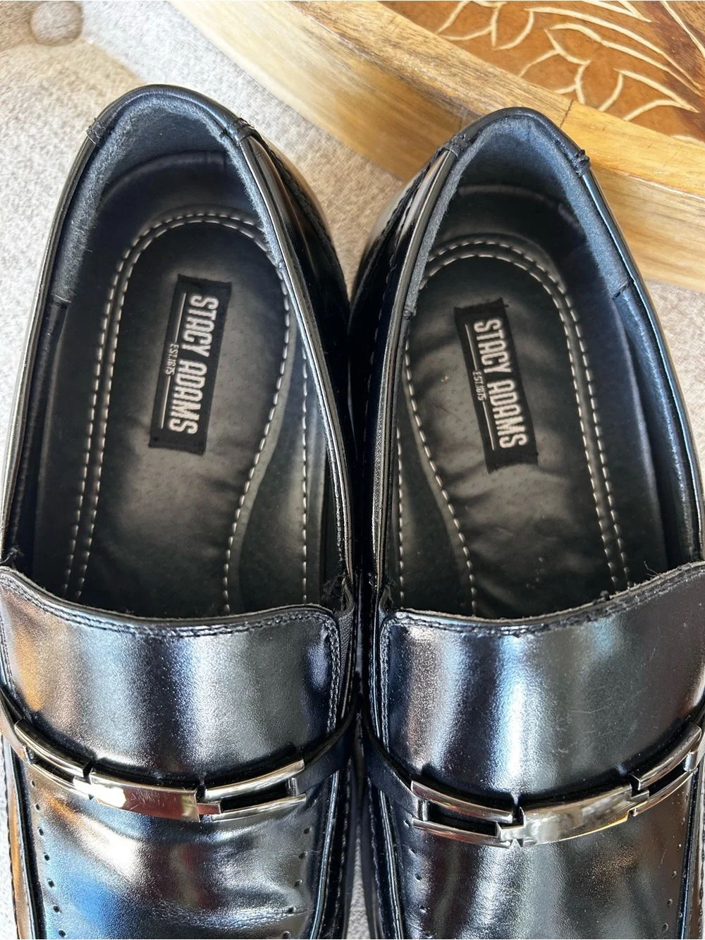 Stacy Adams Men’s Black Leather Dress Loafers – Size 8M - Picture 5 of 7